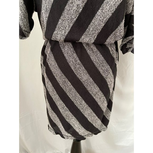 Max Studio Black/Gray Striped Half Sleeve Midi Knit Dress - Picture 8 of 11